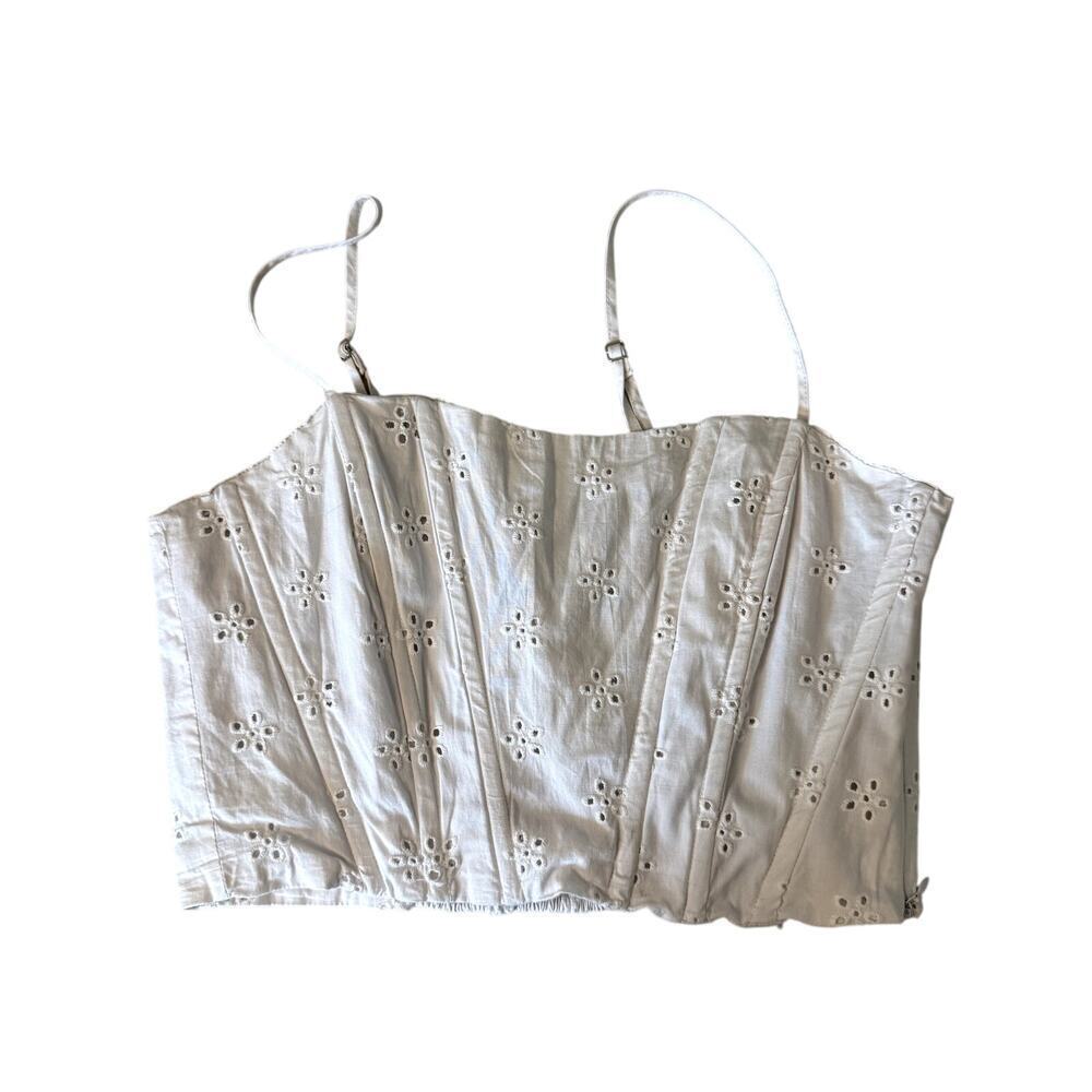 Jason Wu Eyelet White Corset Top Cropped Boning Women's Size Large